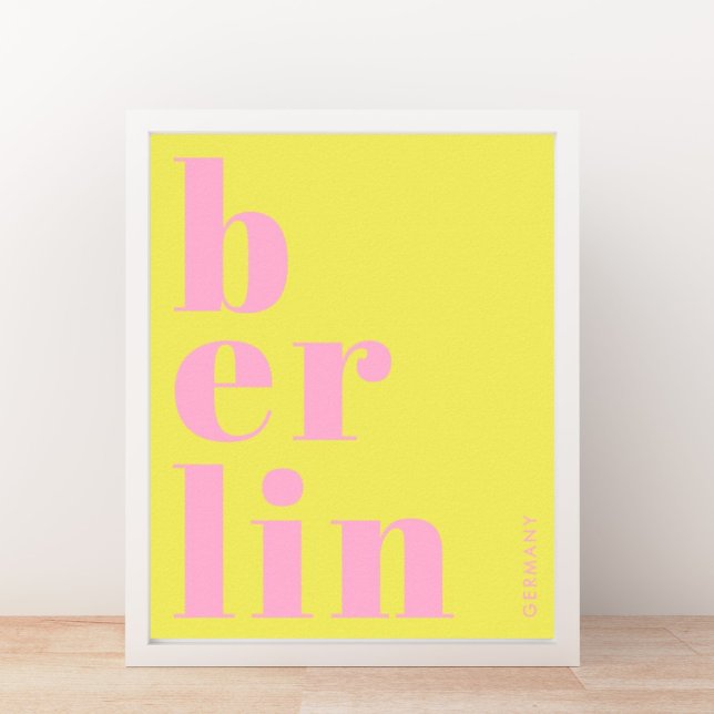 Affiche Berlin Allemagne typographie moderne jaune rose (Créateur téléchargé)