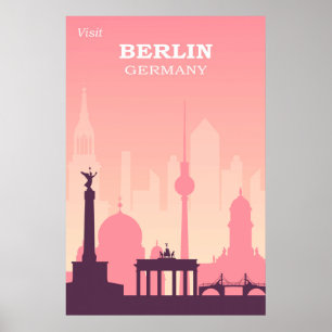 Affiche Berlin Allemagne Vintage voyage rose