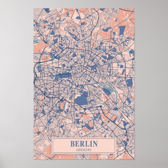 Affiche Berlin Germany Breezy City Map Travel (Devant)