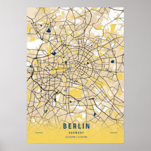 Affiche Berlin - Germary Yellow City Map