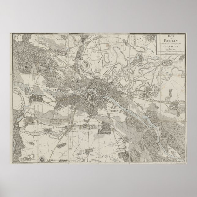 Affiche Berlin Map, Plan of the City, Surrounding District (Devant)