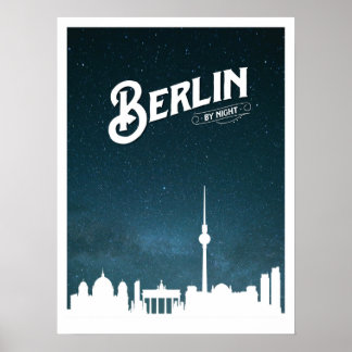 Affiche Berlin par la nuit, Berlin, Allemagne - Deutsch