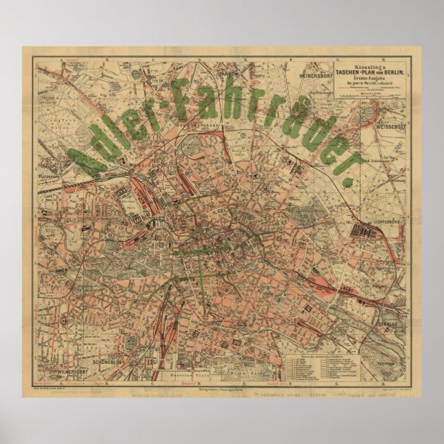 Affiche Berlin Pocket Map c.1897 – Kiessling’s Plan (Devant)