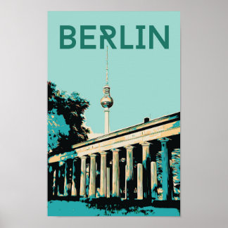Affiche Berlin vue avec Fernsehturm illustration Allemagne