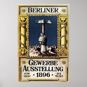 Affiche BERLINER Gewerbe Ausstellung 1896 Exposition comme