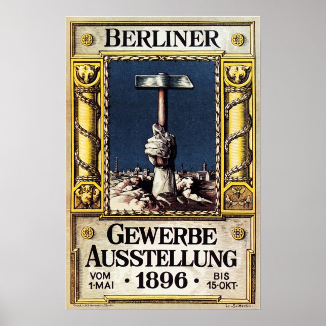 Affiche BERLINER Gewerbe Ausstellung 1896 Exposition comme (Devant)