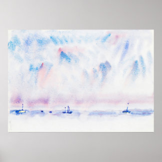 Affiche Bermuda Sky and Sea with Boats de Charles Demuth