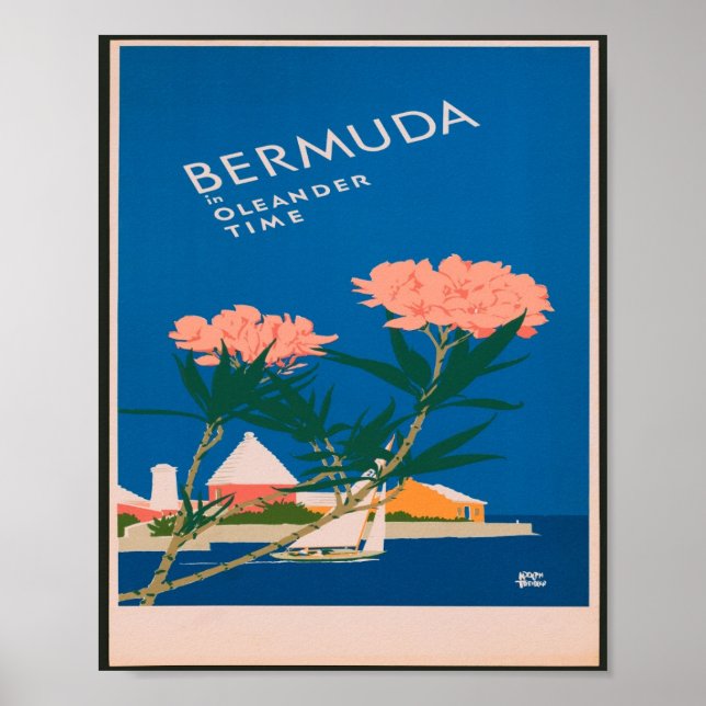 Affiche Bermudes à Oleander Vintage voyage du temps (Devant)