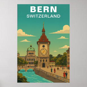 Affiche Bern Suisse Voyage Ville Médiévale Historique Anci