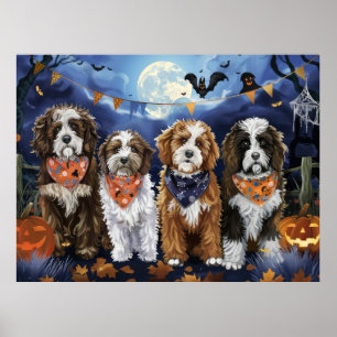 Affiche Bernedoodle Halloween Éffrayant