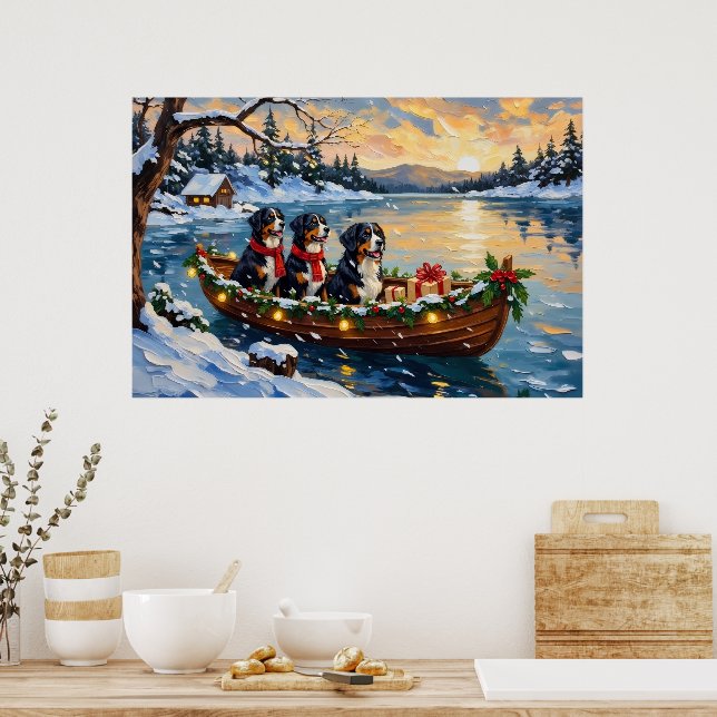 Affiche Bernese Mountain Dog Christmas Boat Holiday (Cuisine)