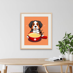 Affiche Bernese Mountain Dog Mange Fondue