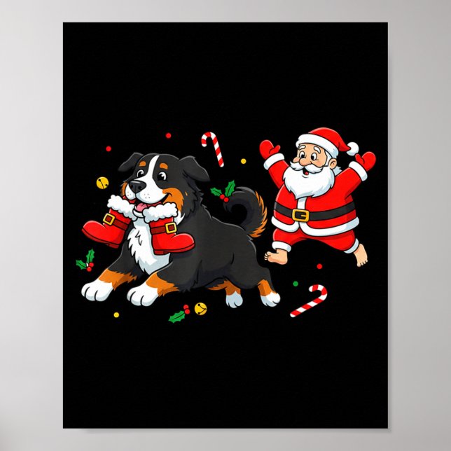 Affiche Bernese Mountain Dog Santa Claus Boots Christmas W (Devant)
