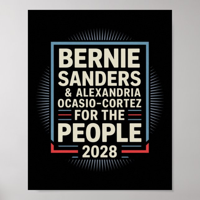 Affiche Bernie Sanders Et Aoc 2028 Pour La Campagne Du Pré (Devant)