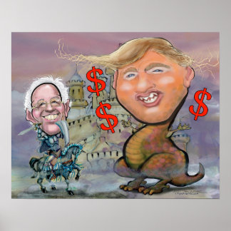 Affiche Bernie Sanders Taxant le Monstre Milliardaire