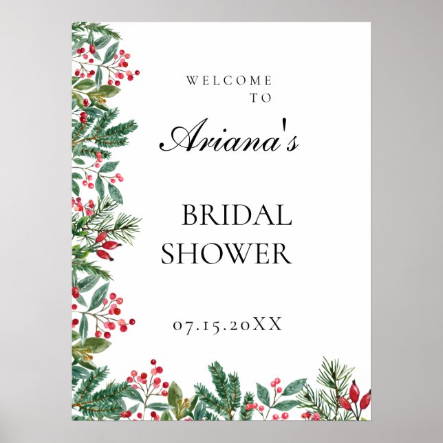 Affiche Berries d'hiver Pine Verdure Mariage Bienvenue cha (Devant)