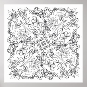 Affiche Berries et fleurs Belle couleur moi