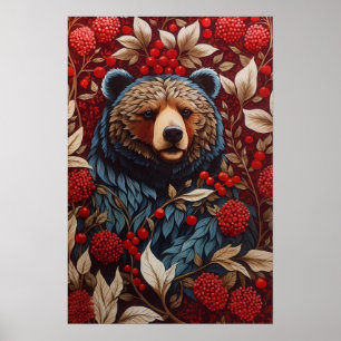 Affiche Berries rouges de l'ours Brown William Morris Insp