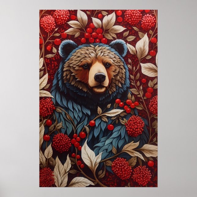 Affiche Berries rouges de l'ours Brown William Morris Insp (Devant)