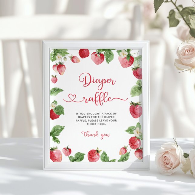 Affiche Berry baby shower doux. tombola de fraise (Créateur téléchargé)
