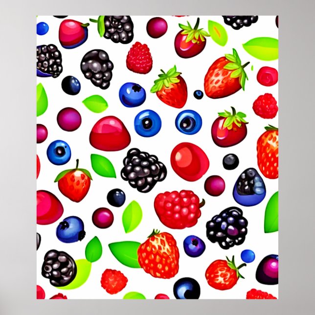 Affiche Berry Burst : Motif de fruits (Devant)