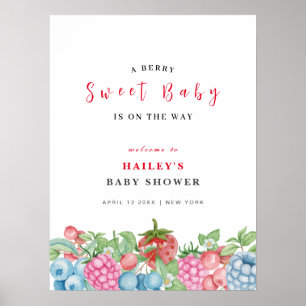 Affiche Berry doux Baby shower doux moderne Accueil