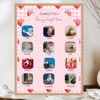 Affiche Berry First Birthday Milestone 1st Birthday Party