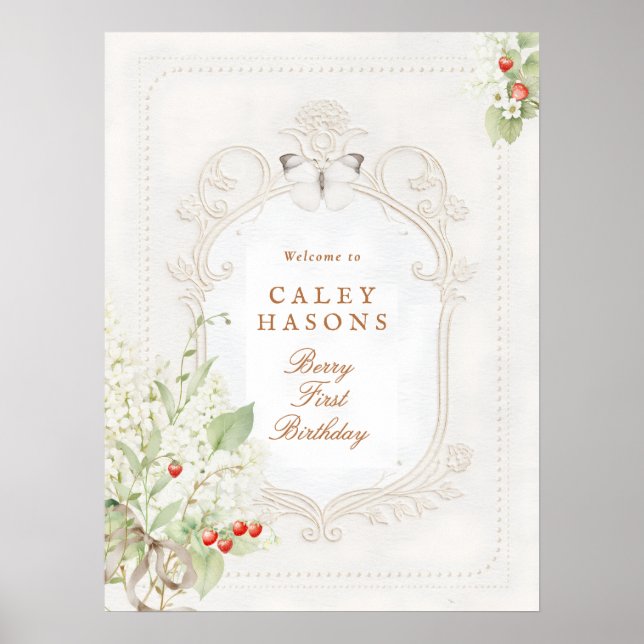 Affiche Berry First Birthday Rococo Welcome Sign (Devant)