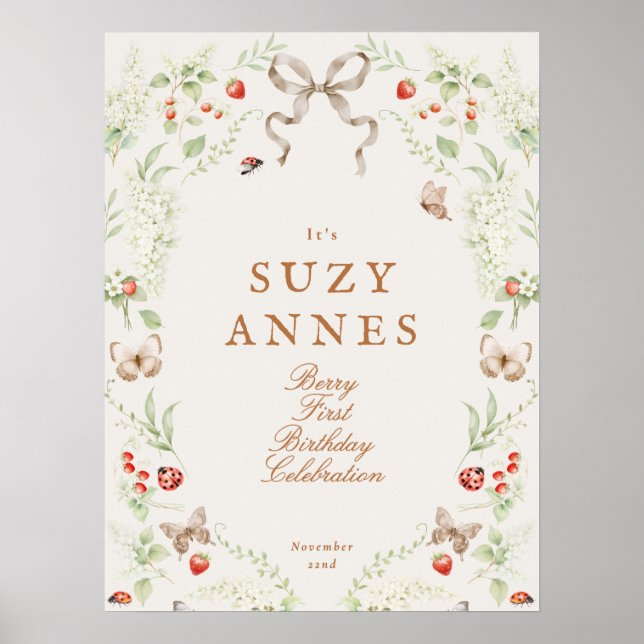 Affiche Berry First Birthday Welcome Sign (Devant)