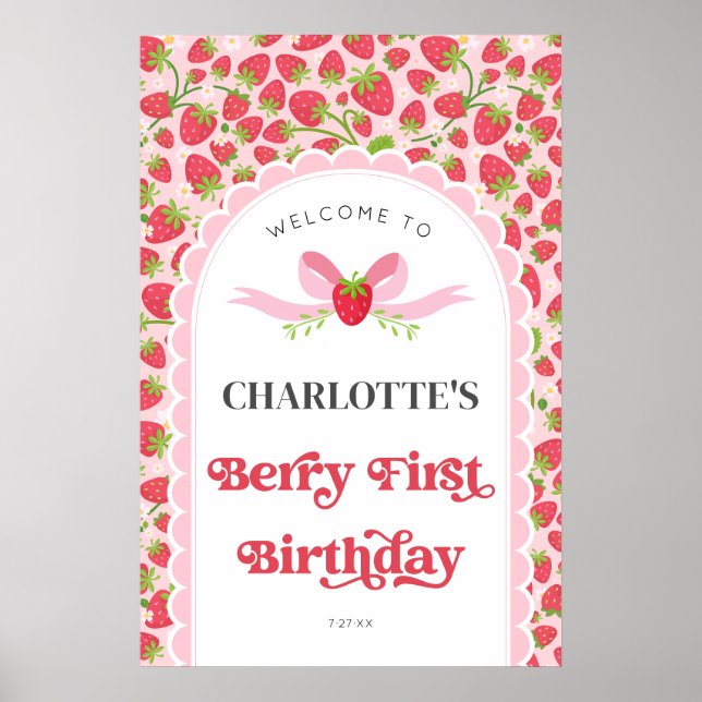 Affiche Berry First Strawberry 1er Anniversaire 20x30 Bien (Devant)