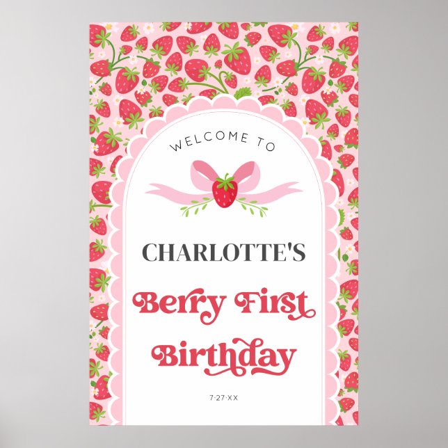 Affiche Berry First Strawberry 1er Anniversaire 24x36 Bien (Devant)