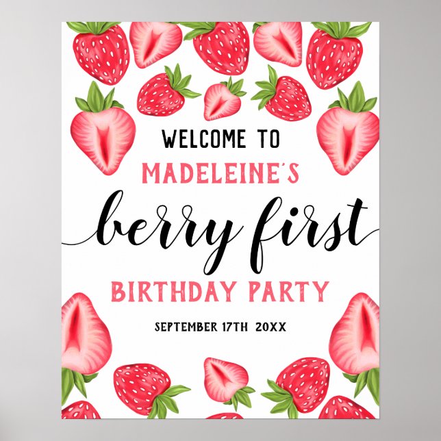 Affiche Berry First Strawberry 1er fête d'anniversaire Bie (Devant)