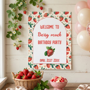 Affiche Berry First Strawberry Girl 1er anniversaire fête