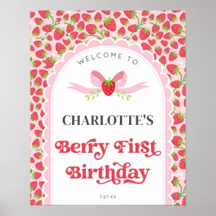 Affiche Berry fraise 1er anniversaire 16x20 Bienvenue