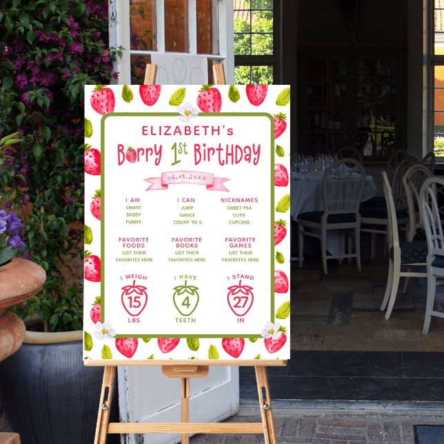 Affiche Berry fraise 1er anniversaire Jalons (Créateur téléchargé)