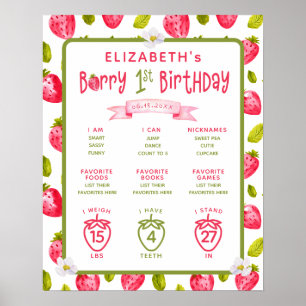 Affiche Berry fraise 1er anniversaire Jalons