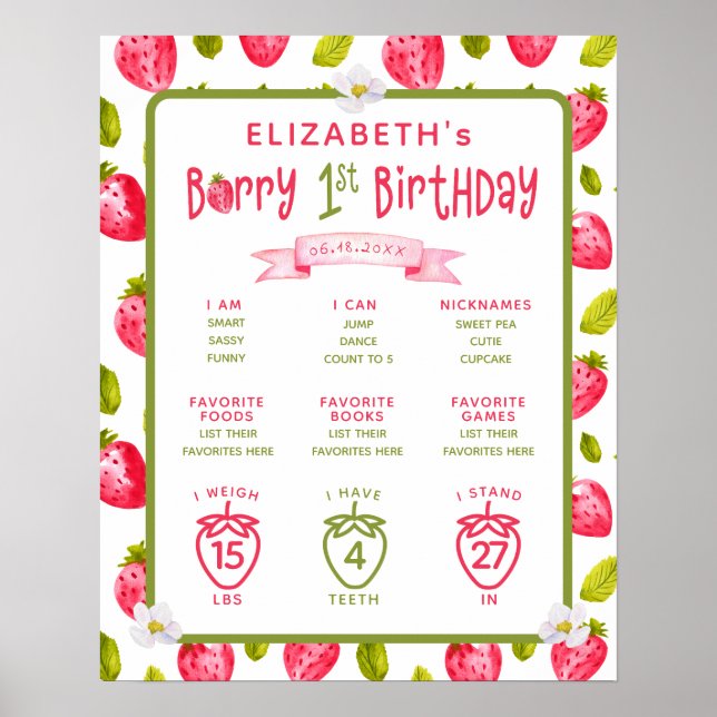 Affiche Berry fraise 1er anniversaire Jalons (Devant)