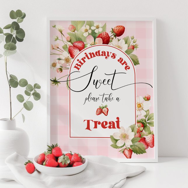 Affiche Berry fraise Anniversaire sont doux prendre plaisi (Créateur téléchargé)