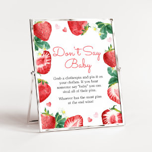 Affiche Berry fraise Baby shower sucré Ne pas dire bébé