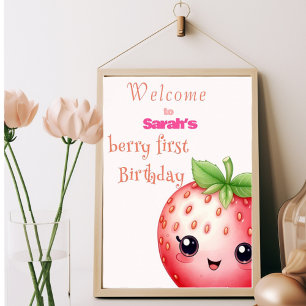 Affiche Berry mignonne fraise de premier anniversaire