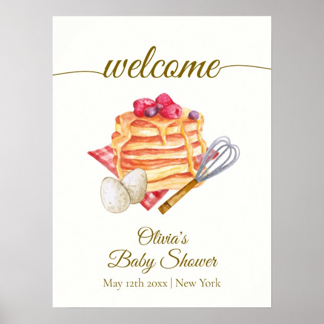 Affiche Berry Pancake Egg Whisk Brunch Baby shower Bienven (Devant)