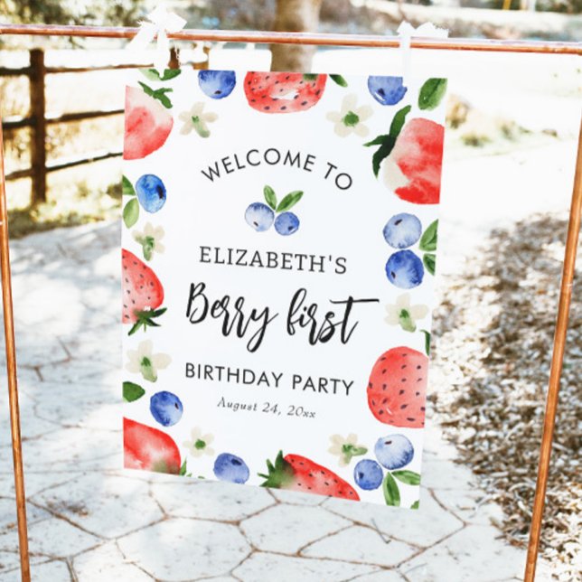 Affiche Berry Premier anniversaire fraise Bienvenue (Créateur téléchargé)