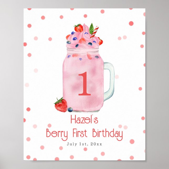 Affiche Berry Premier anniversaire Fraise Smoothie (Devant)
