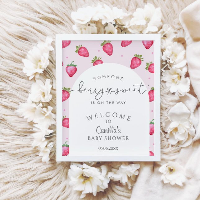 Affiche Berry Sweet Baby shower fraise Bienvenue (Créateur téléchargé)