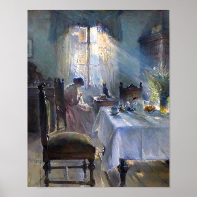 Affiche Bertha Wegmann - Femme cousant dans un intérieur (Devant)