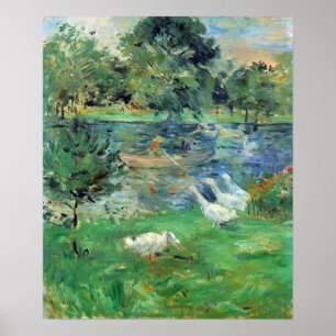 Affiche Berthe Morisot-Girls dans un bateau avec des oies