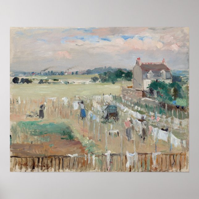 Affiche Berthe Morisot - Hanging the Laundry out to Dry (Devant)