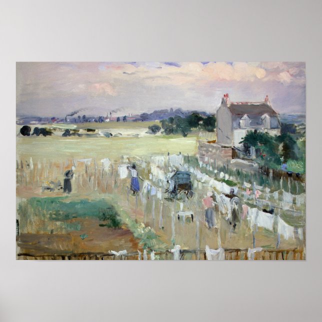Affiche Berthe Morisot - Hanging the Laundry out to Dry (Devant)
