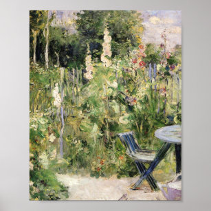 Affiche Berthe Morisot - Tremieres Rose Hollyhocks 1884