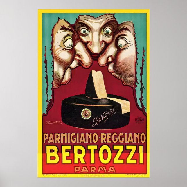 Affiche Bertozzi Parme Fromage Italien Parmigiano Vintage (Devant)